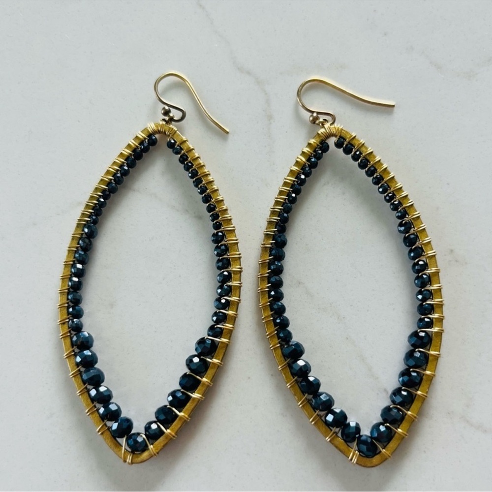 Chan Luu Gold and Black Beaded Earrings
